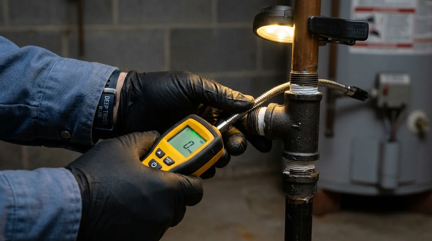 Gas leak detection with electronic sniffer by Johns Plumbing LLC in Meadview