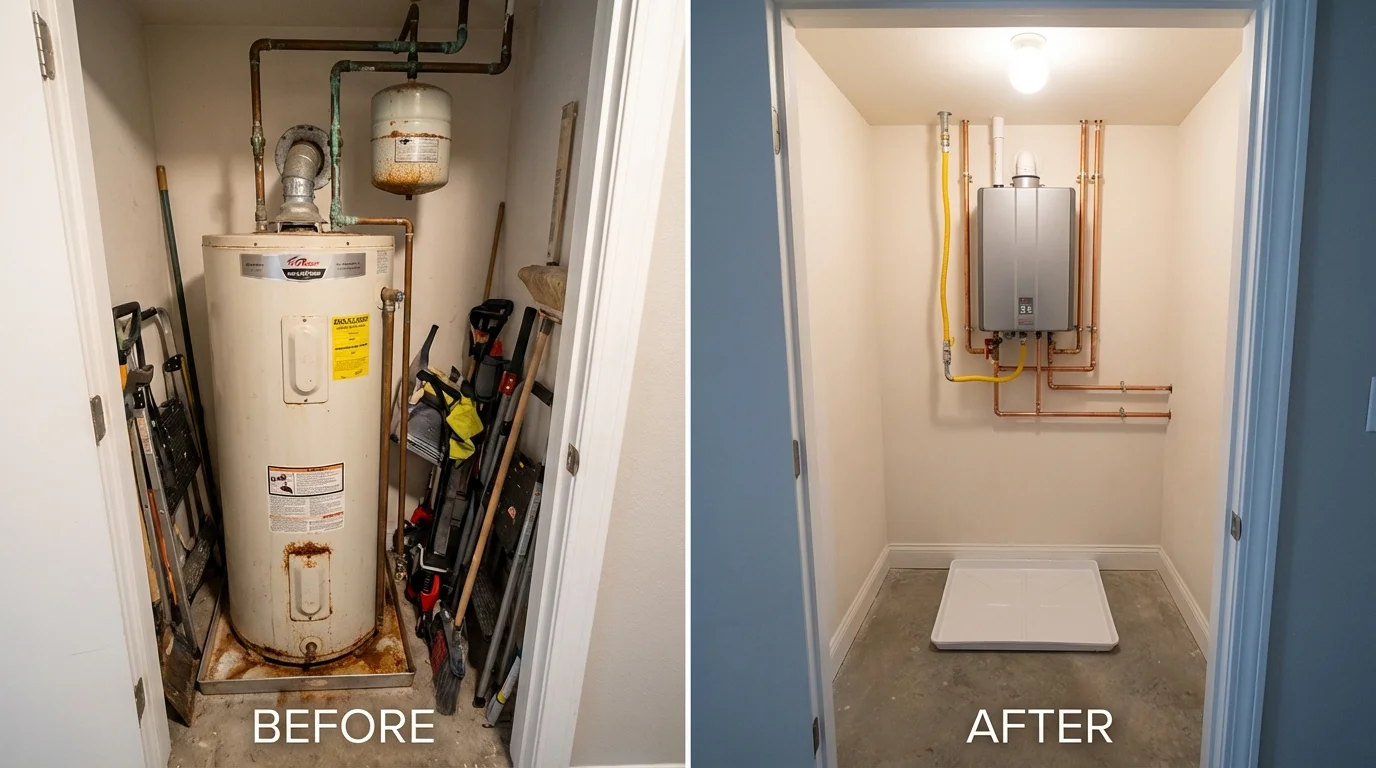 Tank water heater versus wall-mounted tankless unit comparison for Meadview, AZ homeowners